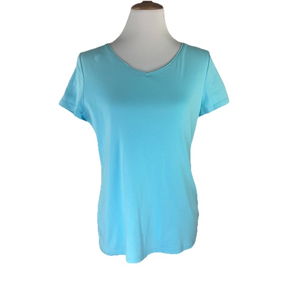 Talbots Tops - The Talbots Tee Short Sleeve V-Neck Pima Cotton Blue T-Shirt Womens Petite L